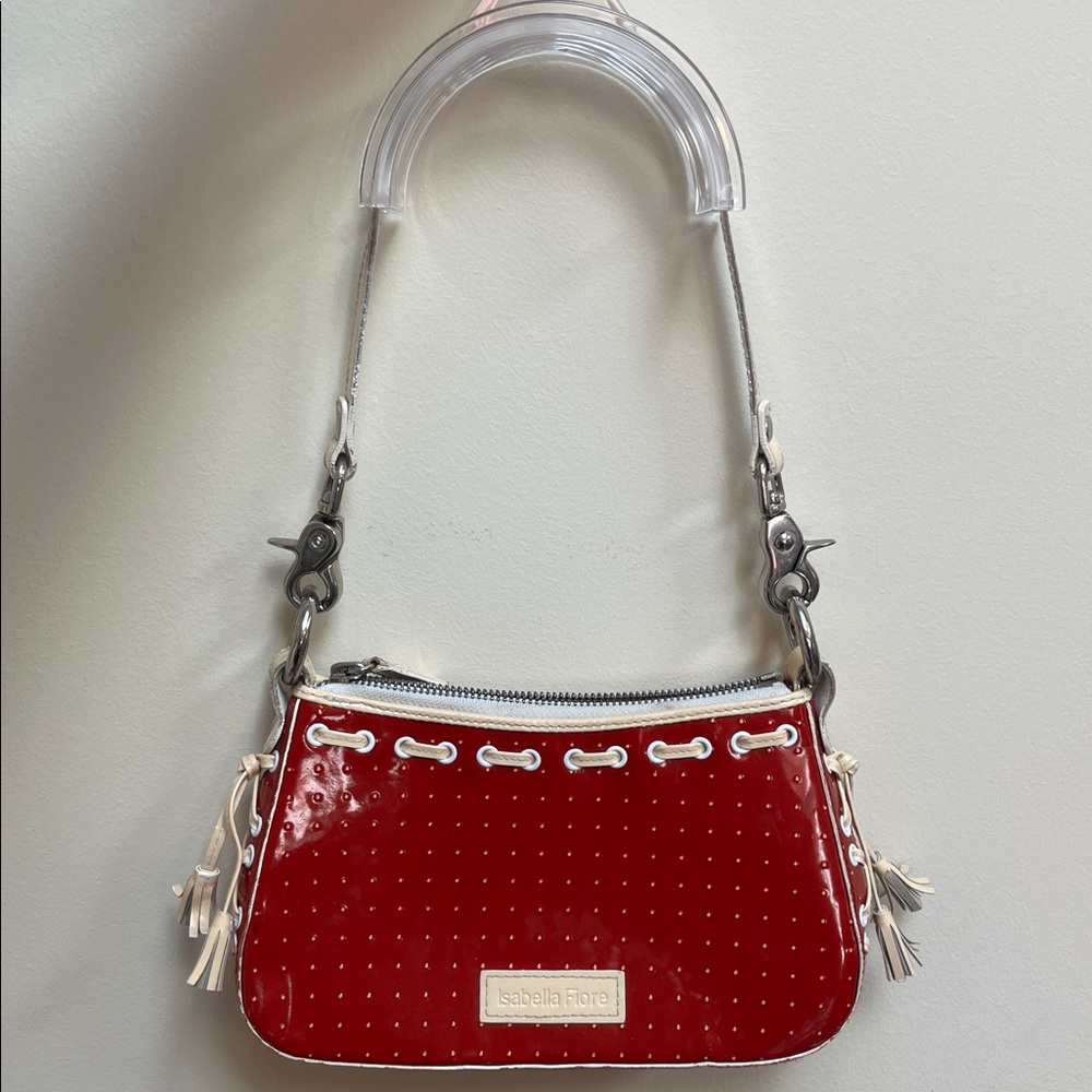 Isabella Fiore Red Polka Dot Patent Leather Bag